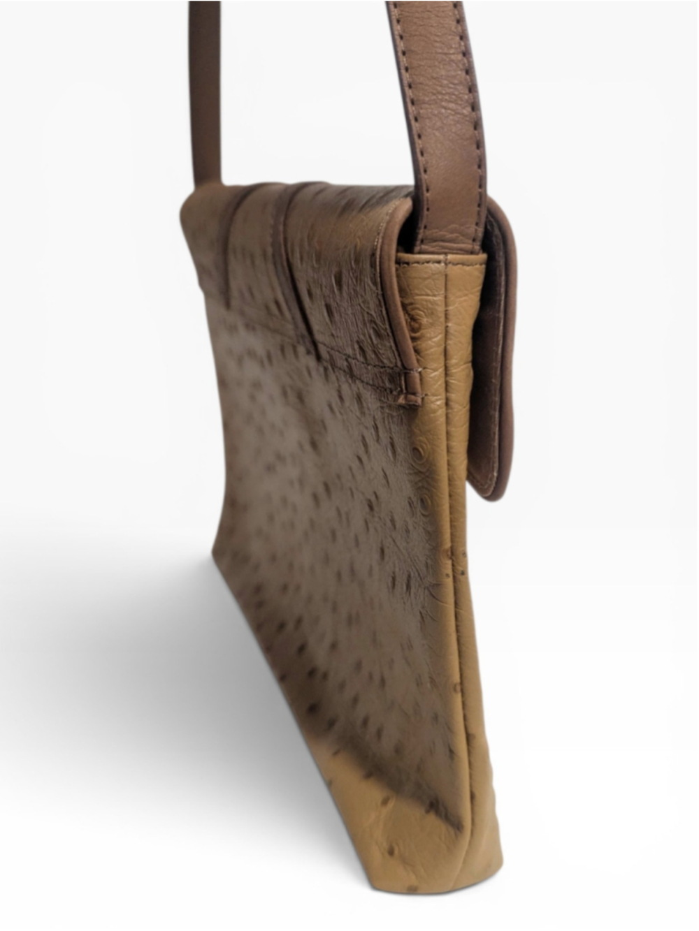 Another Line & Co Brown Ostrich Leather Shoulder Bag - Picture 2 of 14